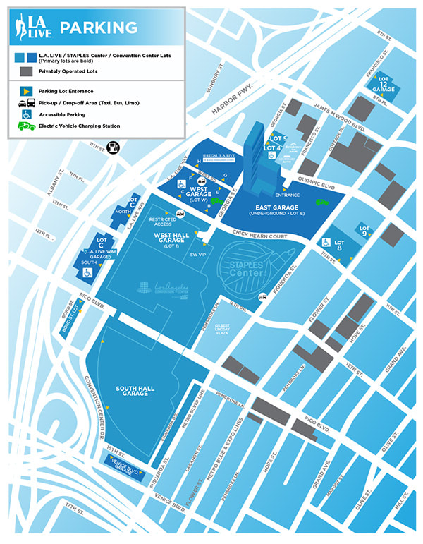 A parking map for the L.A. LIVE campus.